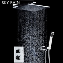 SKY RAIN-Kit de ducha de lluvia cromado, juego de ducha con válvula termostática, baño de lluvia de alta presión 2024 - compra barato