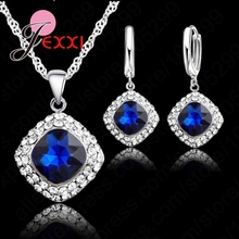 Brand Retro 925 Sterling Silver  Jewelry Sets Classic Clear CZ Crystals Necklace Earring Set Bridal Women Christmas Gifts 2024 - buy cheap