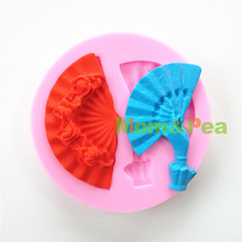 Mom&Pea 0703 Free Shipping Folding Fan Shaped Silicone Mold Cake Decoration Fondant Cake 3D Mold 2024 - buy cheap