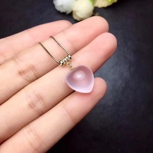 Love Heart Natural And RealRose Quartz necklace pendant925 sterling silver Fine jewelry  12mm 2024 - buy cheap
