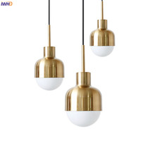 Iwhd-lustre pingente com lâmpada estilo nórdico, luminária moderna de cobre, para sala de jantar, para pendurar, estilo vintage 2024 - compre barato