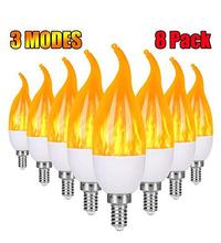 E12 flickering Flame Bulb LED Candelabra Light Bulbs 1.2W Chandelier 1800k 3 Mode Candle Light Bulbs, Flame Tip 8Pack 2024 - buy cheap