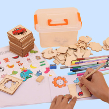 100Pcs Drawing Toys Children Wooden Animal Models Paint Learning Educational Copying Notebook Creative Templates Coloring Boards 2024 - buy cheap