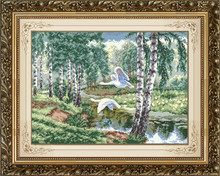 FREE delivery hot selling Top Quality cross stitch kit fly swan swans in wood forest Zolotoe Runo 2024 - buy cheap