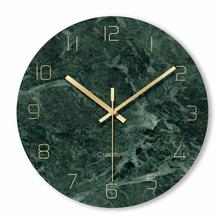 Скандинавские мраморные настенные часы, современные минималистичные часы для спальни, креативные модные настенные часы для гостиной 2024 - купить недорого