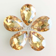 Factory sales golden champion color pointback good quality AAA+ Glass Crystal drop shape rhinestones Free shipping 2024 - buy cheap