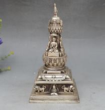 China collection archaize white copper Tibetan Buddhism pagoda statue 2024 - buy cheap