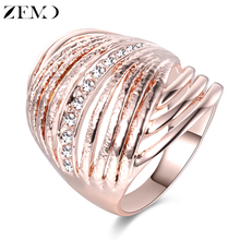 ZEMO Women's Fashion Rose Gold Rings with AAA Cubic Zirconia Vintage Knuckle Rings Luxury Wedding Bands for Girls Ladies 2019 2024 - buy cheap