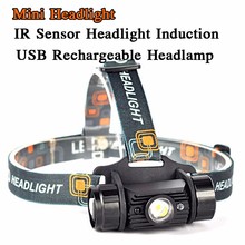 3W Mini IR Sensor Headlight Induction Usb Rechargeable Lantern Headlamp 350 Lumen1Mode Flashlight Head Torch by 1x 18650 Battery 2024 - buy cheap