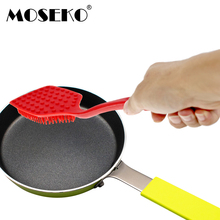 MOSEKO Silicone Cleaning Brush with Long Handle Pan Pot Brush Dish Bowl Washing Cleaning Brush Household Kitchen Cleaning Tools 2024 - compre barato