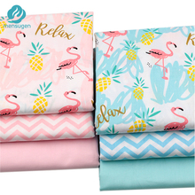 Half Meter Start Flamingo Pineapple Chevron Stripes Cotton Fabrics for baby Bedding Sheet Crib Cushions Pillows Sewing Cloth 2024 - buy cheap