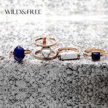 Conjunto de anéis femininos com pedras simuladas, 4 peças, antiguidade, ouro, boêmio, joias femininas 2024 - compre barato