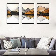 Pintura de paisaje de lona para decoración del hogar, imagen artística de río y montaña, póster para pared, sala de estar, decoración para habitación, sin marco 2024 - compra barato