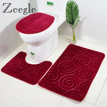 Zeegle-conjunto de tapetes para banheiro, antiderrapante, 3d, em flanela, para decoração de interiores 2024 - compre barato