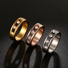 Fashion Stainless Steel Rings for Women Man CZ Rhinestones Female Rose Gold Color Finger Ring Wedding Engagement Party Jewellery 2024 - buy cheap