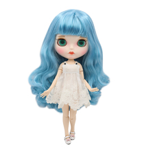 ICY DBS Blyth doll nude joint body with white skin blue long curly hair and matte face BL6227 2024 - buy cheap