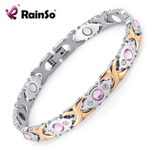 Rainso Crystal Gem Woman Bracelet Stainless Steel Health Energy Magnetic Gold Fashion Jewelry Lady Bracelets Gift for Girls 2024 - buy cheap