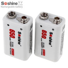 2pcs Soshine 9V 650mAh High Capacity Li-ion Rechargeable Battery Bateria Baterias + Portable Battery Box 2024 - buy cheap