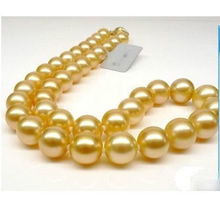 Collar de perlas doradas de Mar del Sur, pendiente de cierre chapado, redondo, auténtico, 17 ", 10-9mm, AAA 2024 - compra barato