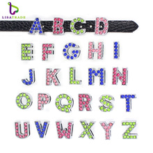 Bracelete com letras do alfabeto inglês de strass (6)-8mm lssl028 2024 - compre barato