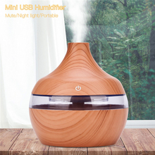 300ml Wood Grain Ultrasonic Air Humidifier USB Mini Aroma Diffuser Cool Mist Maker Essential Oil Diffuser With Colorful Light 31 2024 - buy cheap