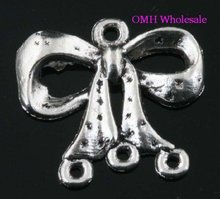 OMH wholesale Free ship 50pcs Tibetan silver pendants earring connectors findings Drop Earrings 20X22MM EH379 2024 - buy cheap