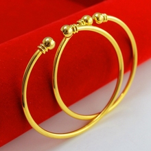 1 par de brazaletes de oro amarillo para mujer, pulsera lisa, diámetro de 56mm 2024 - compra barato