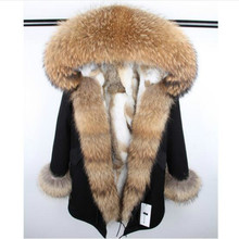 2021 new winter jacket natural fox fur collar outwear thick warm Artificial Fur Lining long  winter jacket 2024 - buy cheap