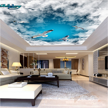 beibehang Large Custom Wallpaper Mural Blue Sky White Cloud Seagull Ceiling Zenith Mural Decorative Background 2024 - buy cheap