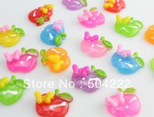 200pcs lovely glitter iridescent assorted apple with butterfly resin Cabochon for Kawaii Decoden DIY Projects 18mm 2024 - buy cheap