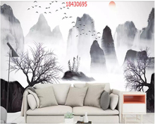 beibehang Custom size new Chinese style mountain landscape bird flying Caixiang cloud landscape background wall behang wallpaper 2024 - buy cheap