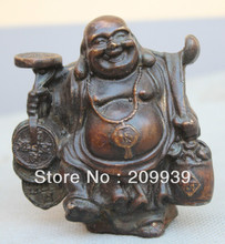 bir 00994 85MM Tibet Buddhism Purple Bronze Wealth Happy Laugh Maitreya Buddha Statue 2024 - buy cheap