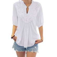 White Hollow Out Lace Blouse Shirt Women Sexy Lace Patchwork Club Blouse New Blusas Femininas Loose Tops and Blouses Plus Size 2024 - buy cheap
