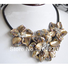 New Arriver Natural Shell Flower Jewelry Wholesale multicolor Color Sea Shell Flower Cultured Pearl Necklace 18'' Top Quality 2024 - buy cheap