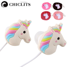 Auriculares intrauditivos con diseño de unicornios para niños y niñas, Mini audífonos con diseño de caballo arcoíris de colores, con micrófono de 3,5mm, para regalo 2024 - compra barato