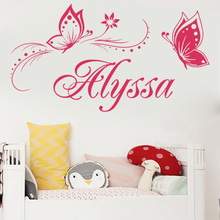 Personalized Name Butterfly Wall Stickers for Festival Kids Room Home Party Decoration Vinyl Wall Decal Art Mural Birthday Gift 2024 - buy cheap