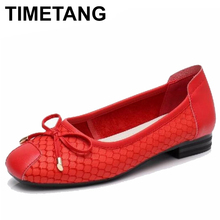 TIMETANG  Plus Size(35-43) Genuine Leather Flat Shoes Woman Loafers Bowtie Flexible Spring Casual Shoes Women Ballet FlatsE821 2024 - buy cheap