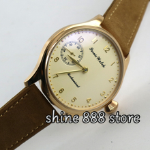 parnis light yellow dial golden case 6497 movement hand winding mens watch 2024 - buy cheap
