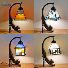 Tiffany Animal Iron Table Lamps Led Living Bedroom Bedside Desk Lights Southeast Asian Retro Study Art Antique Glass Fixtures 2024 - buy cheap