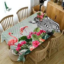 Customize 3D Tablecloth Red Flamingo Zebra Pattern Dustproof Table cloth Rectangular Round Thicken Polyester Cotton Table Cover 2024 - купить недорого