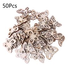 50pcs Laser Cut Wood Butterfly Embellishment Wooden Shape Craft Wedding Decor 2024 - buy cheap