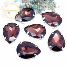 Wine Red Water droplet shape Crystal Glass Sew-on Rhinestones with Silver claw DIY Women's Dresses and bag13*18 10*14 7*10 18*25 2024 - buy cheap