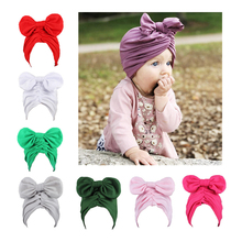 Fashion Baby Turban Hat With Bow Wrinkle Toddler Kids Bowknot Hats Bonnet Infant Spring Thin Hat Photography Props Beanie 2024 - buy cheap