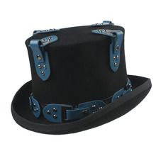  Women Men Steampunk Top Hat 100% Wool Handmade Gear Hat Millinery Fedora Goggles Party Cosplay Cap Size S M L XL Steampunk Hat 2024 - buy cheap