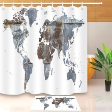 Mapa do mundo enferrujado lb branco, forro e tapete para cortina, à prova d'água, personalizado, decoração para banheira 2024 - compre barato
