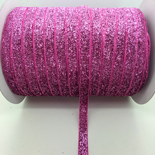 Frete grátis 5 jardas 1/4 "10mm faixa em veludo com glitter rosa faixa para cabeça decoração de laço 2024 - compre barato