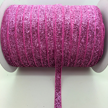 Free shipping 5 yards 3/8 "10mm Pink Glitter Velvet Ribbon Headband Clips Bow Decoration 2024 - buy cheap