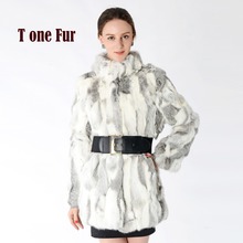 Nova chegada cheia de pele de coelho real casaco de pele das mulheres natureza jaqueta de pele feminina moda fábrica boa qualidade casaco de pele knt147 2024 - compre barato