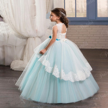 Vestido de encaje con flores para bodas, de Organza, para niña, vestido de fiesta de comunión, para desfile 2024 - compra barato