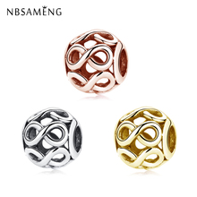 New Authentic 925 Sterling Silver Charm Bead Three Colors Infinite Charm Fit Original   Bracelets Women DIY Jewelry 2024 - buy cheap